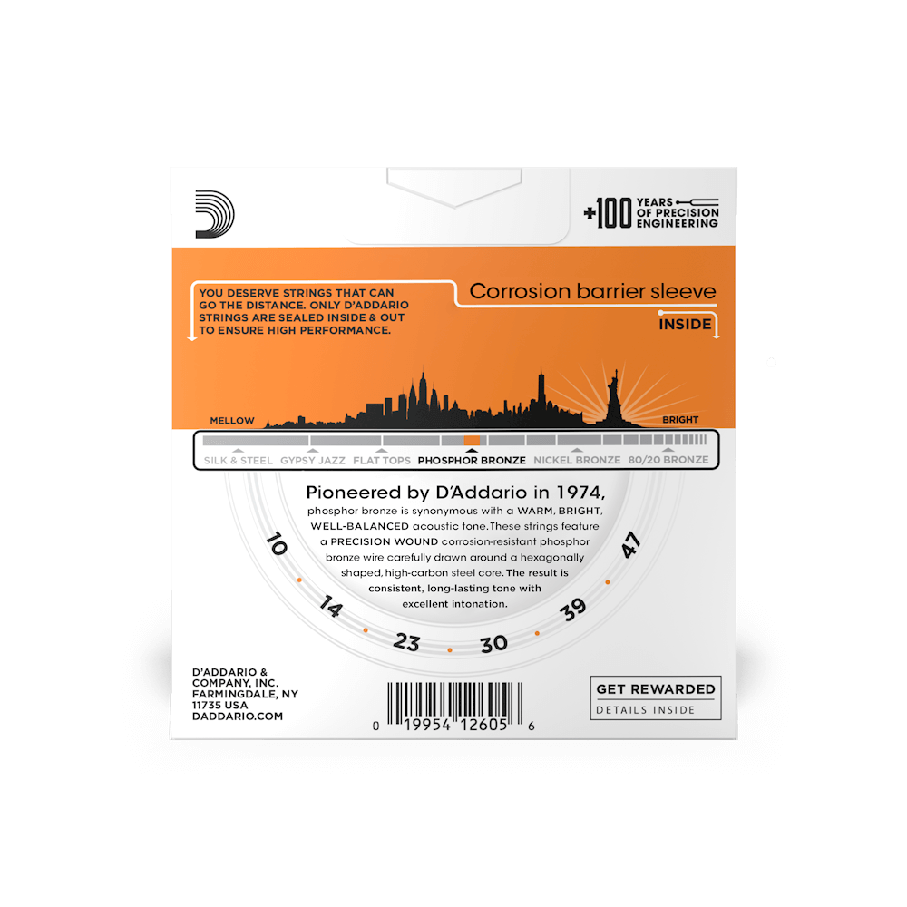 D'Addario Phosphor Bronze Acoustic Guitar Strings - 10-47