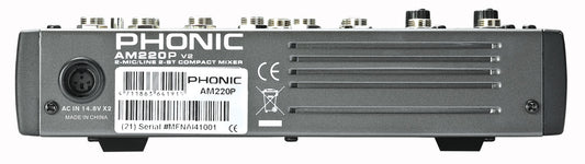 Phonic AM220P 6 Channel Mixer with USB Player