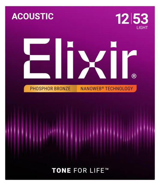 Elixir Phosphor Bronze Acoustic Guitar Strings - 12-53