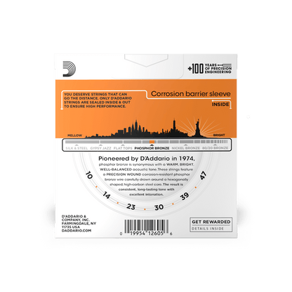 D'Addario Phosphor Bronze Acoustic Guitar Strings - 10-47