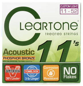 Cleartone Treated Acoustic Guitar Strings Set- 7411 Phosphor Bronze - Custom Light