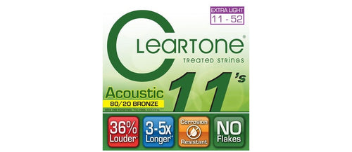 Cleartone Treated Acoustic Guitar Strings Set- 7611 80/20 Bronze - Custom Light