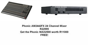 Phonic AM2442FX 24 Input Mixer + Get MAX2500 Amplifier FREE!